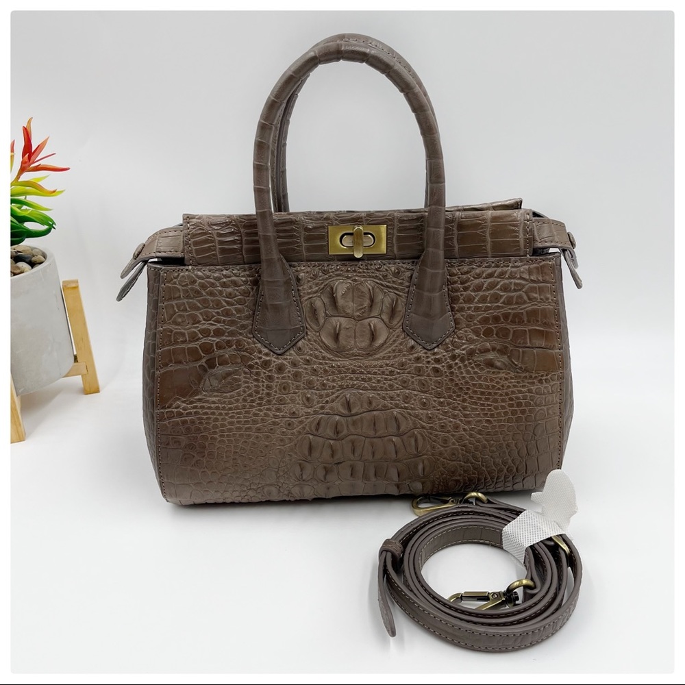 Crocodile Embossed Shoulder Bag